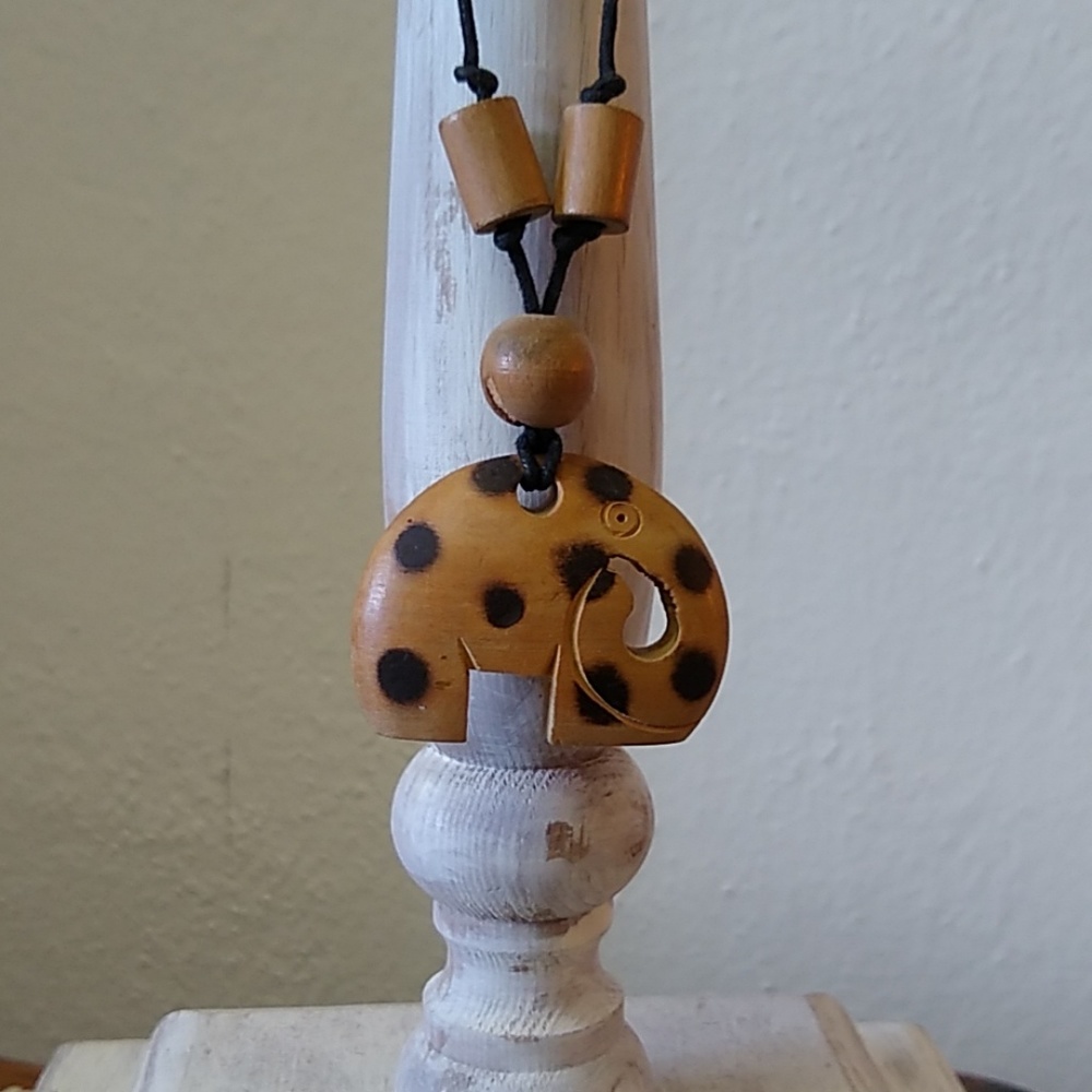 Wood Carved Elephant Necklace